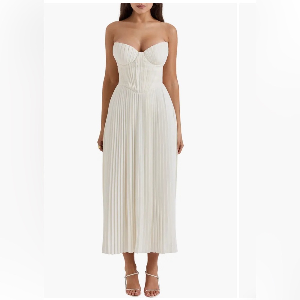 House of CB Amorata Strapless Pleated Dress